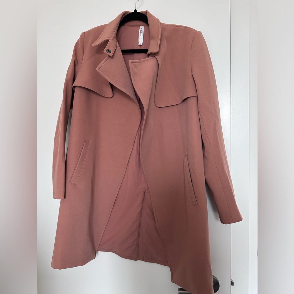 Mural rust brown trench coat.